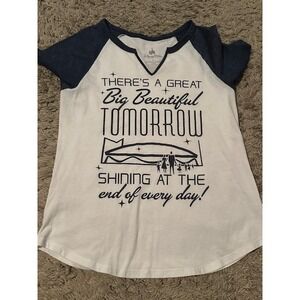 Disney Parks Great Big Beautiful Tomorrow Raglan T-Shirt Adult White Blue